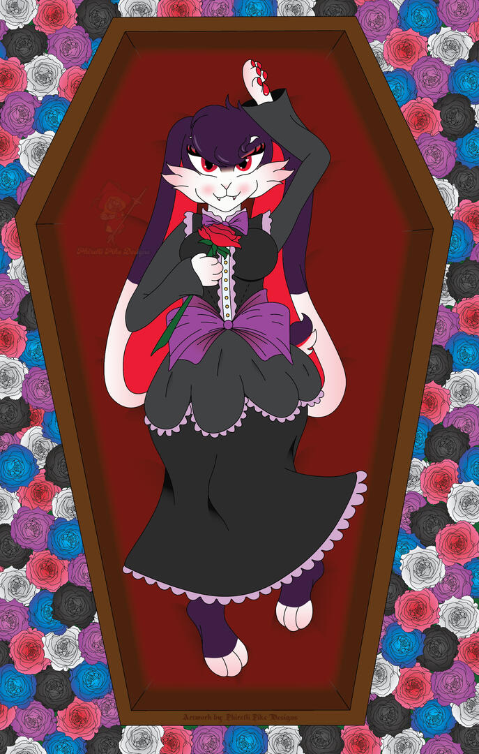 The final version of the Specks' Art Competition Piece. The flowers feature the genderfluid flag colours to incorporate that part of the contest requirements in a creative way that also matched the character.