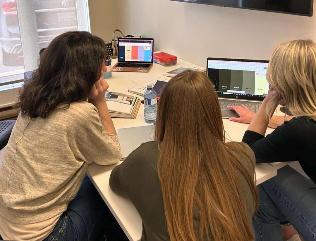 The clients exploring palette options on Coolors